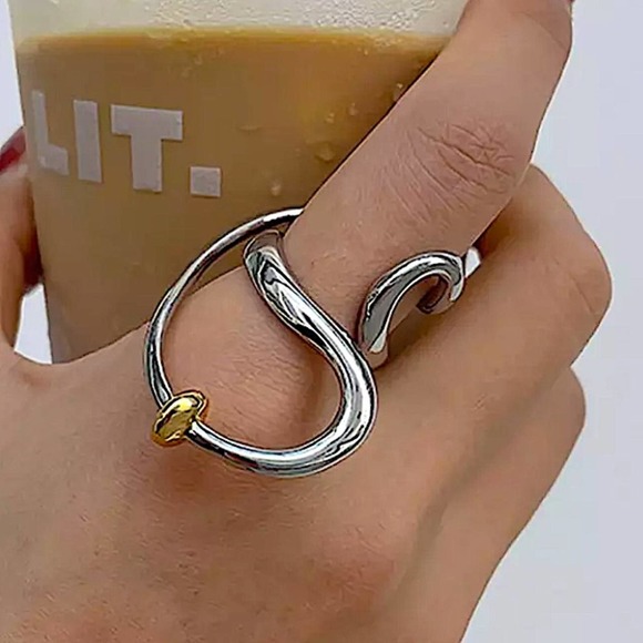 NEW STERLING SILVER IRREGULAR MINIMALIST ADJUSTABLE RESIZABLE RING